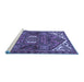 Sideview of Machine Washable Persian Blue Traditional Rug, wshtr2339blu