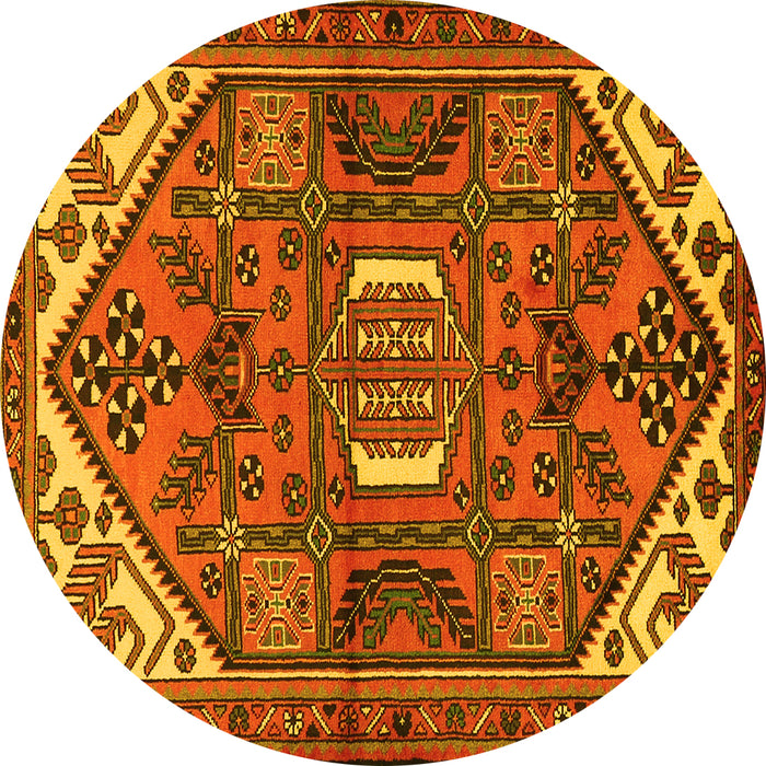 Round Machine Washable Persian Yellow Traditional Rug, wshtr2339yw