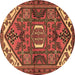 Round Persian Brown Traditional Rug, tr2339brn