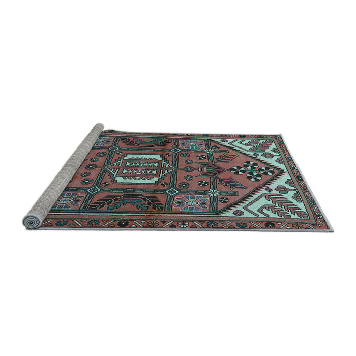 Sideview of Machine Washable Persian Light Blue Traditional Rug, wshtr2339lblu