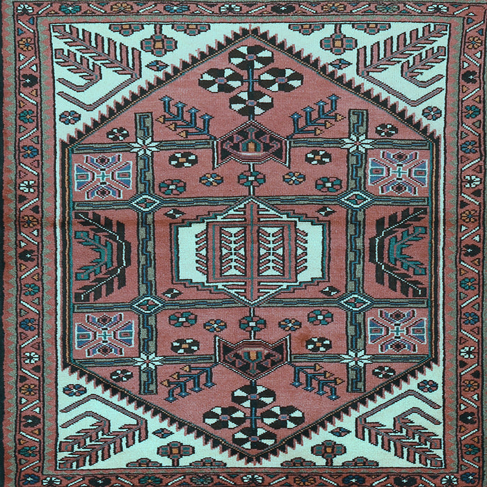 Square Machine Washable Persian Light Blue Traditional Rug, wshtr2339lblu