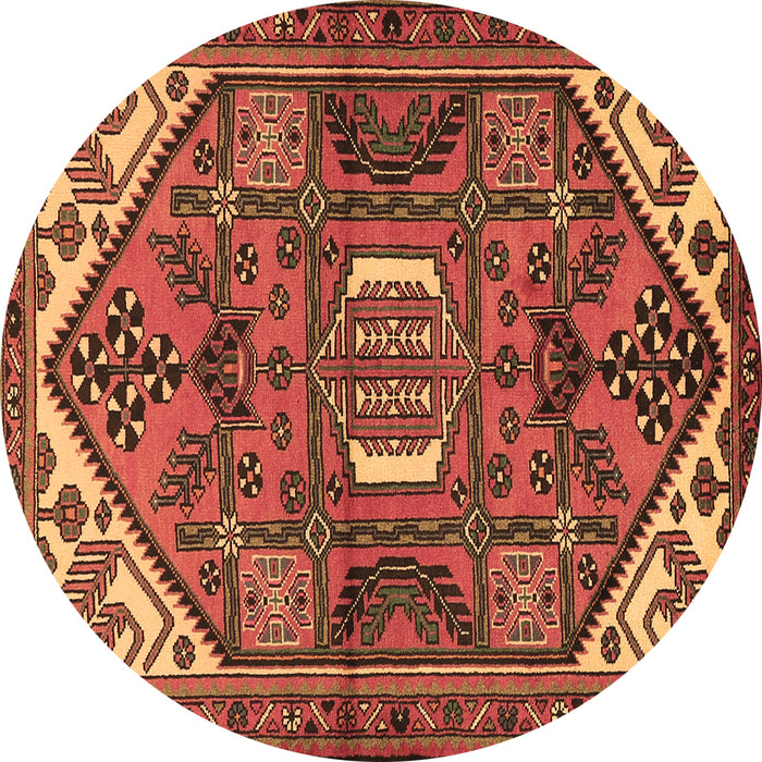 Round Machine Washable Persian Brown Traditional Rug, wshtr2339brn