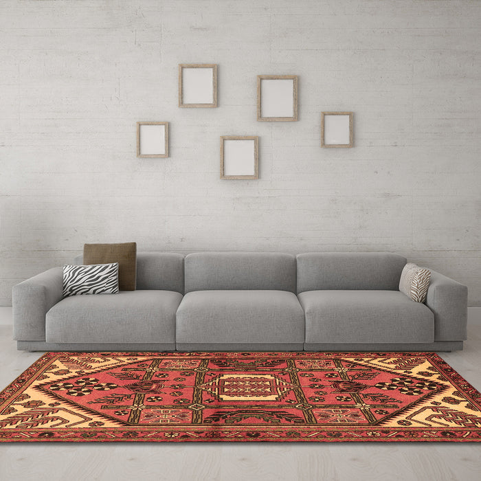 Machine Washable Persian Brown Traditional Rug in a Living Room,, wshtr2339brn