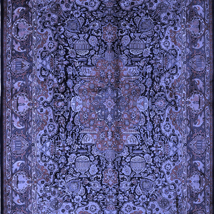 Machine Washable Medallion Blue Traditional Rug, wshtr233blu