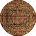 Round Medallion Brown Traditional Rug, tr233brn