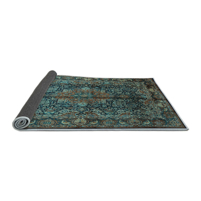 Sideview of Medallion Light Blue Traditional Rug, tr233lblu