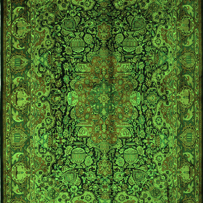 Serging Thickness of Machine Washable Medallion Green Traditional Area Rugs, wshtr233grn