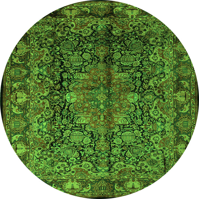 Machine Washable Medallion Green Traditional Area Rugs, wshtr233grn