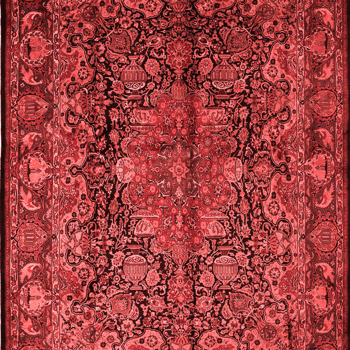 Machine Washable Medallion Red Traditional Rug, wshtr233red