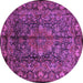 Round Medallion Purple Traditional Rug, tr233pur