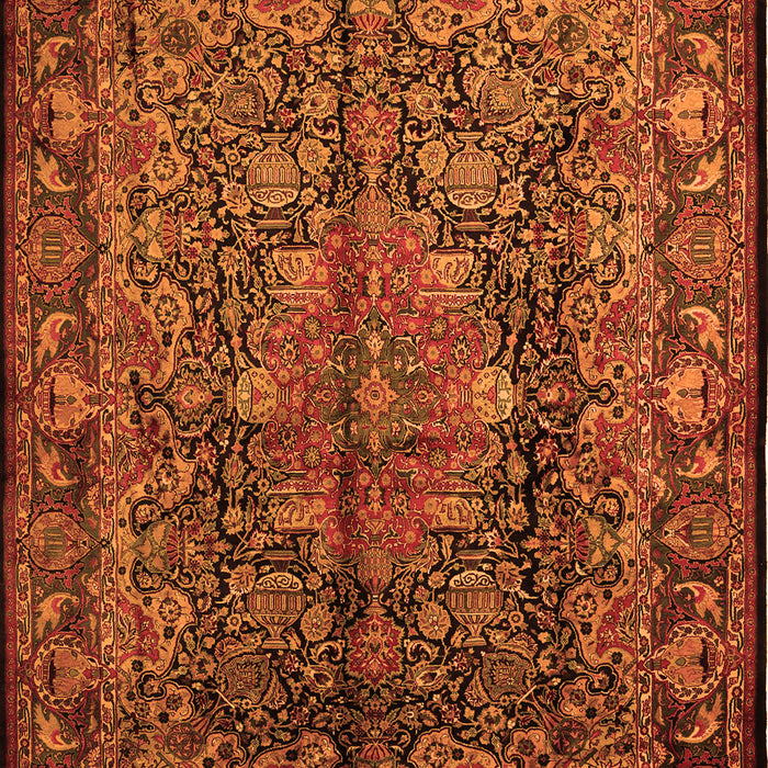 Serging Thickness of Machine Washable Medallion Orange Traditional Area Rugs, wshtr233org