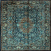 Square Medallion Light Blue Traditional Rug, tr233lblu