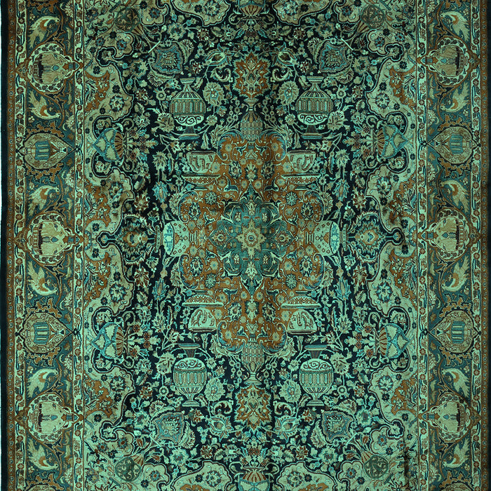 Machine Washable Medallion Turquoise Traditional Area Rugs, wshtr233turq
