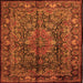 Serging Thickness of Medallion Orange Traditional Rug, tr233org