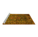 Sideview of Machine Washable Medallion Yellow Traditional Rug, wshtr233yw