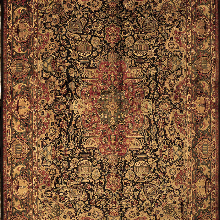 Machine Washable Medallion Brown Traditional Rug, wshtr233brn