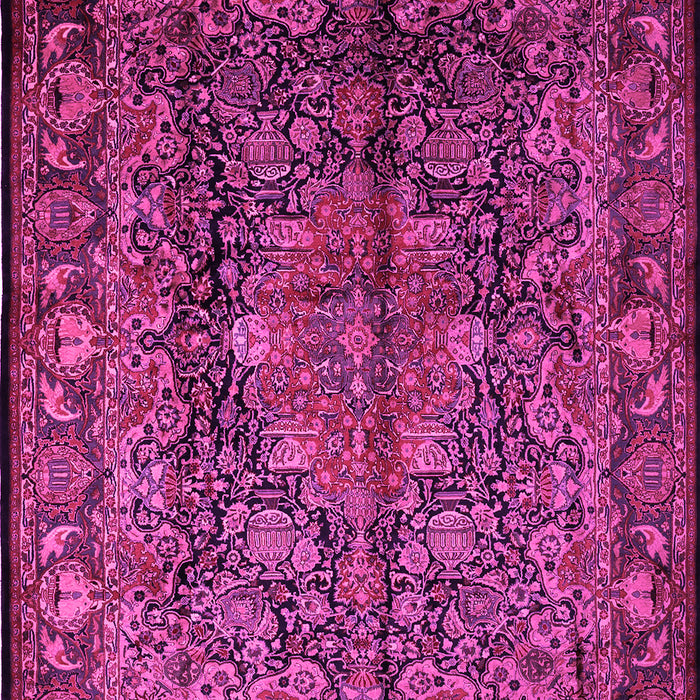 Machine Washable Medallion Pink Traditional Rug, wshtr233pnk
