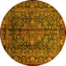 Round Medallion Yellow Traditional Rug, tr233yw