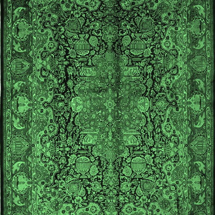 Machine Washable Medallion Emerald Green Traditional Area Rugs, wshtr233emgrn