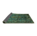 Sideview of Medallion Turquoise Traditional Rug, tr233turq