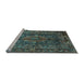 Sideview of Machine Washable Medallion Light Blue Traditional Rug, wshtr233lblu