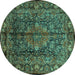 Round Medallion Turquoise Traditional Rug, tr233turq