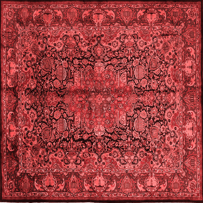 Machine Washable Medallion Red Traditional Rug, wshtr233red