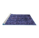 Sideview of Machine Washable Medallion Blue Traditional Rug, wshtr233blu