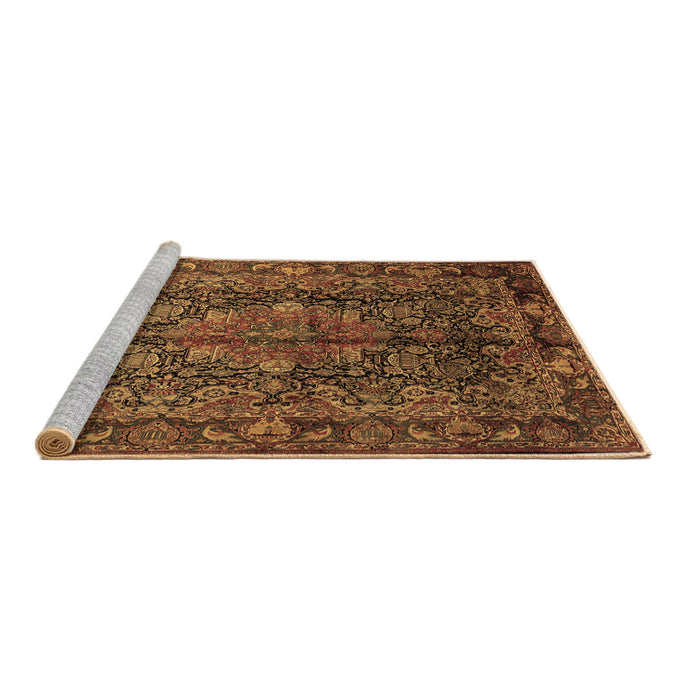 Sideview of Machine Washable Medallion Brown Traditional Rug, wshtr233brn