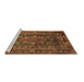 Sideview of Machine Washable Medallion Brown Traditional Rug, wshtr233brn