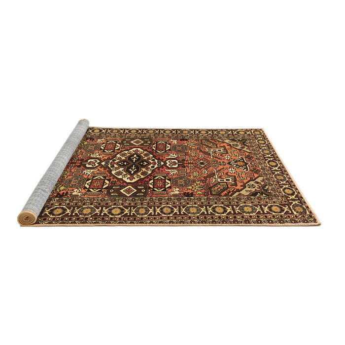 Sideview of Machine Washable Persian Brown Traditional Rug, wshtr2340brn