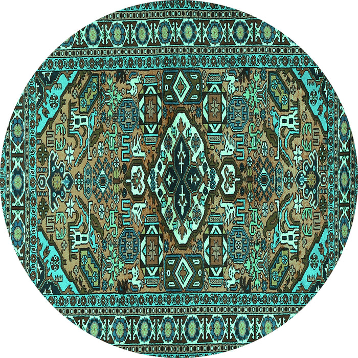 Round Persian Turquoise Traditional Rug, tr2340turq