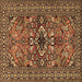 Square Machine Washable Persian Brown Traditional Rug, wshtr2340brn