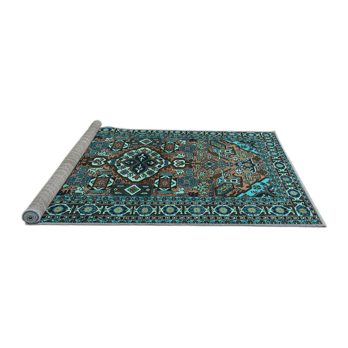 Sideview of Machine Washable Persian Light Blue Traditional Rug, wshtr2340lblu