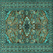 Square Machine Washable Persian Turquoise Traditional Area Rugs, wshtr2340turq