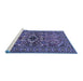 Sideview of Machine Washable Persian Blue Traditional Rug, wshtr2340blu