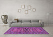 Machine Washable Persian Purple Traditional Area Rugs in a Living Room, wshtr2340pur