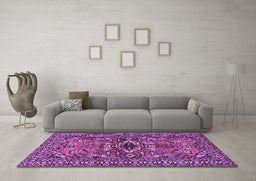 Machine Washable Persian Purple Traditional Area Rugs in a Living Room, wshtr2340pur