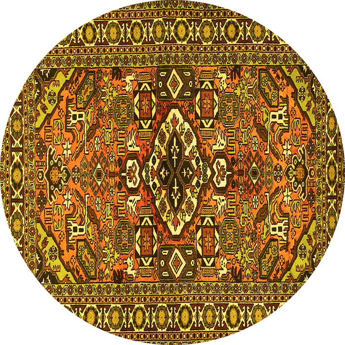 Round Persian Yellow Traditional Rug, tr2340yw
