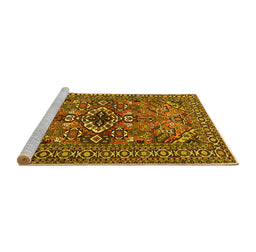 Sideview of Machine Washable Persian Yellow Traditional Rug, wshtr2340yw