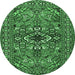 Round Persian Emerald Green Traditional Rug, tr2340emgrn