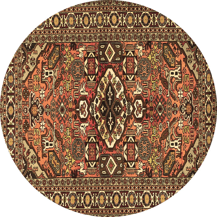Round Machine Washable Persian Brown Traditional Rug, wshtr2340brn