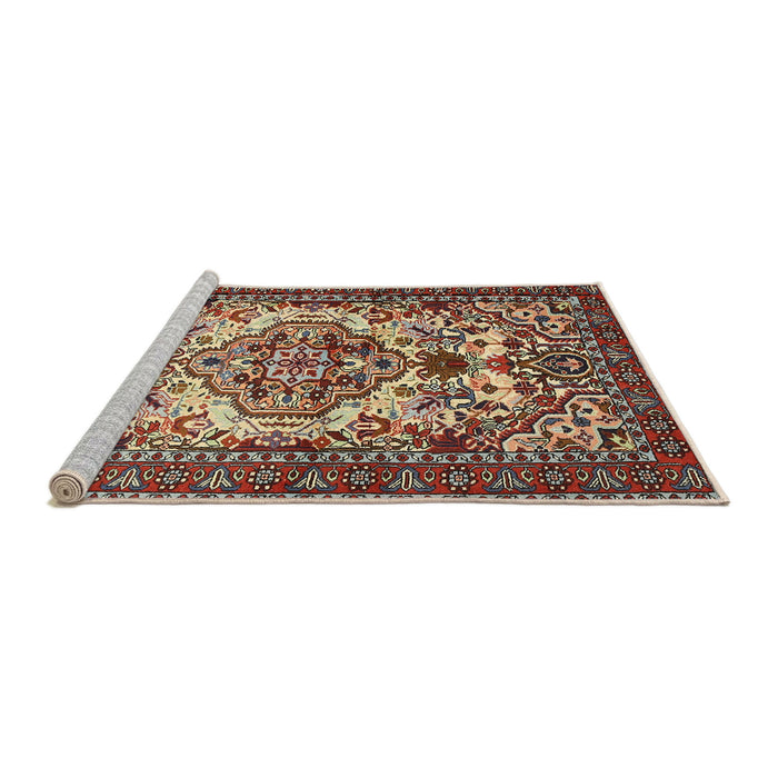 Sideview of Machine Washable Traditional Light French Beige Brown Rug, wshtr2341