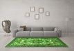 Machine Washable Persian Green Traditional Area Rugs in a Living Room,, wshtr2341grn