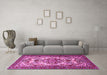 Machine Washable Persian Pink Traditional Rug in a Living Room, wshtr2341pnk