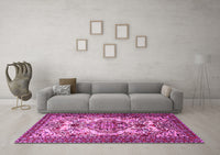 Machine Washable Persian Pink Traditional Rug, wshtr2341pnk