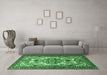 Machine Washable Persian Emerald Green Traditional Area Rugs in a Living Room,, wshtr2341emgrn