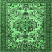 Square Machine Washable Persian Emerald Green Traditional Area Rugs, wshtr2341emgrn