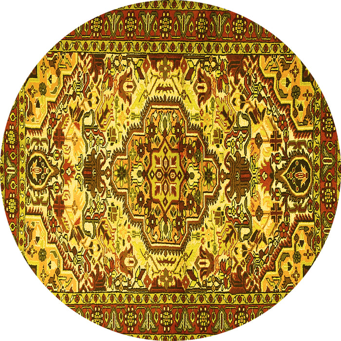 Round Persian Yellow Traditional Rug, tr2341yw