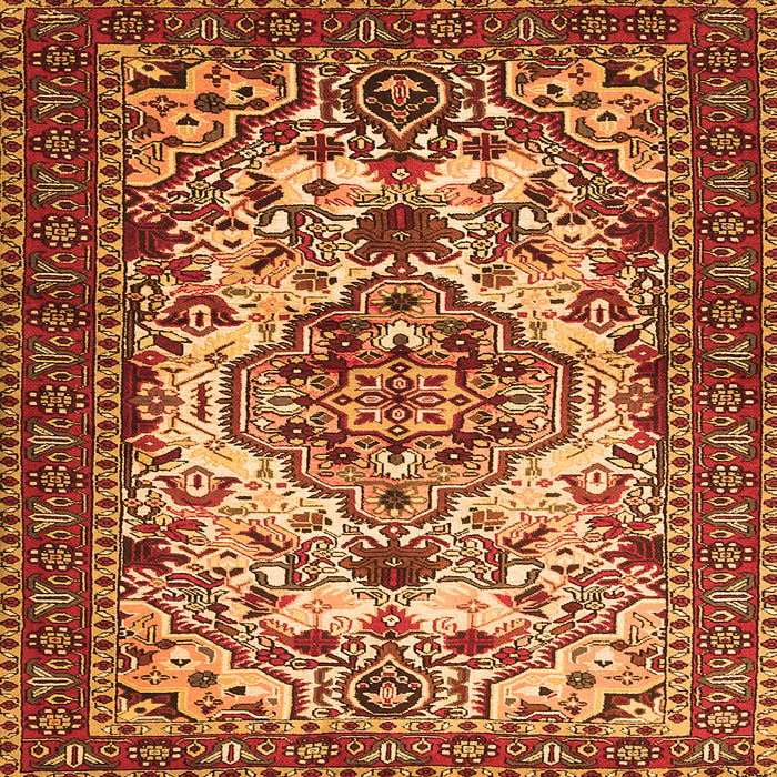 Round Machine Washable Persian Orange Traditional Area Rugs, wshtr2341org